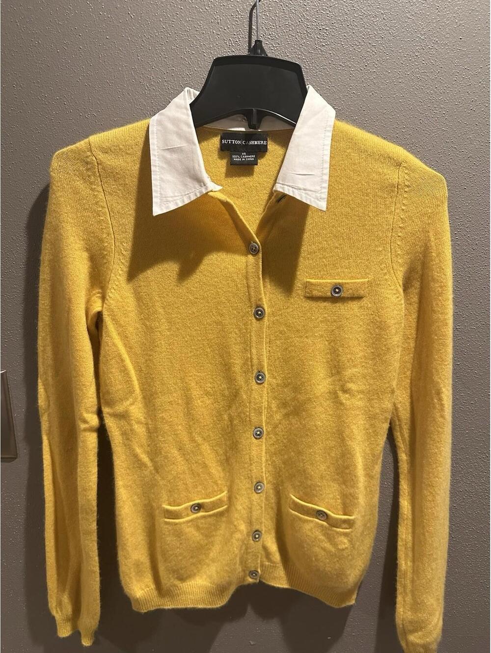 Sutton Cashmere Women's Yellow Cardigan Sweater Size XS